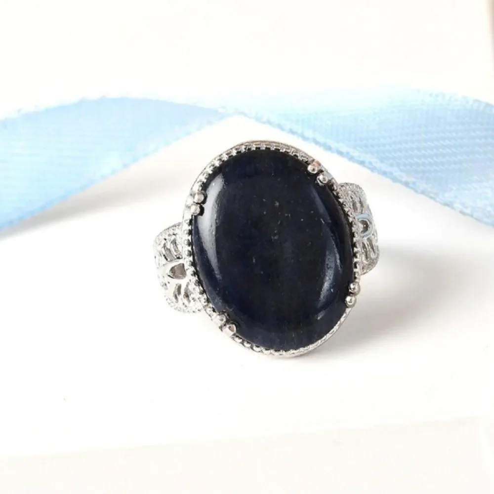 Aventurine Solitaire Ring in Platinum Bond (Size 8.0) 9.75 ctw Blue